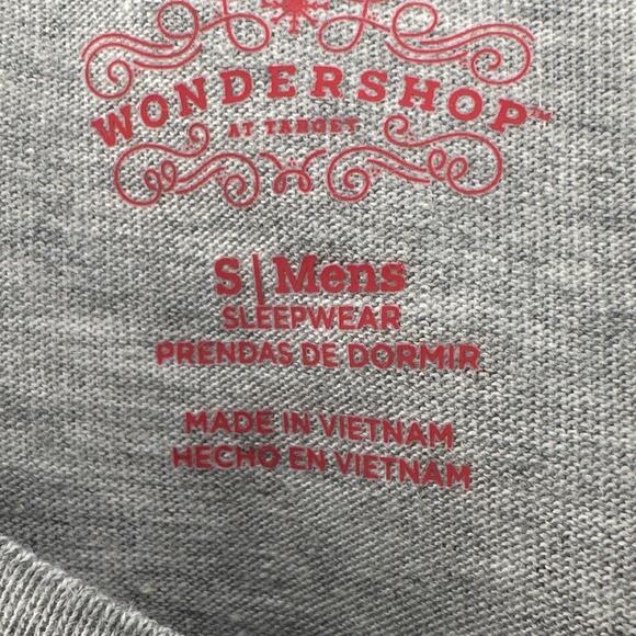 Wondershop "Merry & Bright" Gray Men's Holiday Sleep Shirts Size Small New - Picture 9 of 9